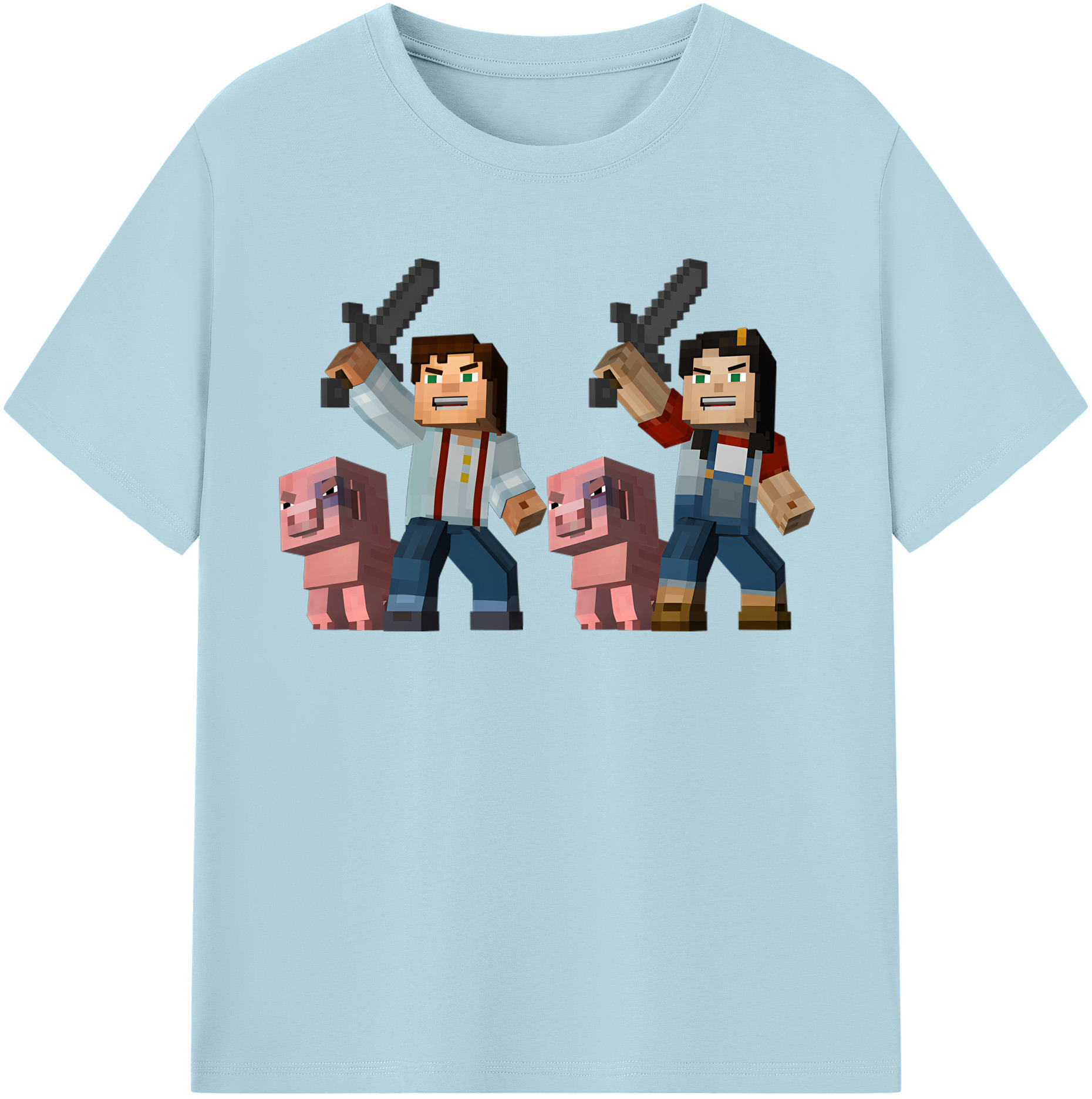 （画像用） マインクラフト ブロックの世界 Minecraft MC Block world 綿100％半袖Tシャツ（フロントプリント）